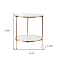 HomeRoots 26-Inch Gold Glass and Iron Round End Table with Shelf - Dimensions: 24.25 x 24.25 x 26.25 Inches