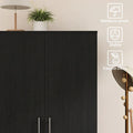 Black and White Wardrobe Armoire Closet with Drawer - 31.5W x 66.9H