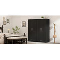 Black and White Wardrobe Armoire Closet with Drawer - 31.5W x 66.9H