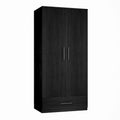 Black and White Wardrobe Armoire Closet with Drawer - 31.5W x 66.9H