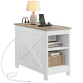 Moasis Charging End Table with Storage - Side Table Featuring 2 Power Outlets & 2 USB Ports for Living Room