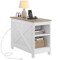 Moasis Charging End Table with Storage - Side Table Featuring 2 Power Outlets & 2 USB Ports for Living Room