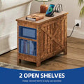 Moasis Charging End Table with Storage - Side Table Featuring 2 Power Outlets & 2 USB Ports for Living Room