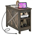 Moasis Charging End Table with Storage - Side Table Featuring 2 Power Outlets & 2 USB Ports for Living Room