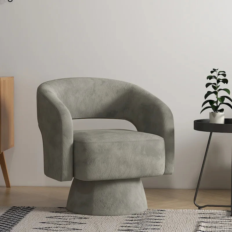 Modern Upholstered Armchair with 360-Degree Swivel Design