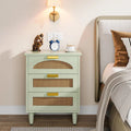 20-Inch Green Wooden Nightstand with 3 Drawers - Bedside Storage Cabinet for Bedroom