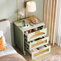 20-Inch Green Wooden Nightstand with 3 Drawers - Bedside Storage Cabinet for Bedroom