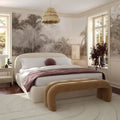 Bara King Bed in Cream Textured Velvet