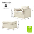 Sophie Contemporary Oversized Slipcovered Armchair and Ottoman with Lockable Rear Wheels