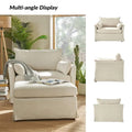 Sophie Contemporary Oversized Slipcovered Armchair and Ottoman with Lockable Rear Wheels