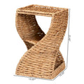 Pelleas Contemporary Bohemian Natural Brown Seagrass and Wood Side Table
