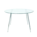Contemporary Minimalist Glass Table with Premium Tempered Glass and Metal Frame