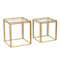 Set of 2 Antique Gold Nested Square Side Tables