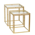 Set of 2 Antique Gold Nested Square Side Tables