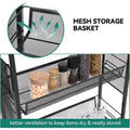 Kleio 4-Tier Wooden Kitchen Cart with Wheels and Baskets - Mobile Utility Storage