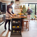 Kleio 4-Tier Wooden Kitchen Cart with Wheels and Baskets - Mobile Utility Storage
