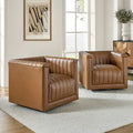 Set of 2 Esteban Modern Leather Swivel Barrel Chairs by HULALA HOME