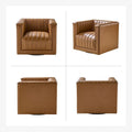 Set of 2 Esteban Modern Leather Swivel Barrel Chairs by HULALA HOME