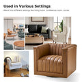 Set of 2 Esteban Modern Leather Swivel Barrel Chairs by HULALA HOME
