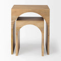 Chloe Set of 2 Light Brown Solid Wood Square Nesting Accent Tables - Dimensions: 20L x 20W x 24H
