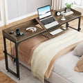 Mobile Height Adjustable Overbed Table with Wheels, Featuring Outlets and USB Ports for Laptops