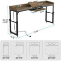 Mobile Height Adjustable Overbed Table with Wheels, Featuring Outlets and USB Ports for Laptops