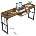 Mobile Height Adjustable Overbed Table with Wheels, Featuring Outlets and USB Ports for Laptops