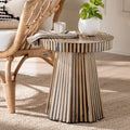 Devika Contemporary Bohemian Two-Tone Bamboo End Table in Natural and Dark Brown