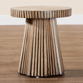 Devika Contemporary Bohemian Two-Tone Bamboo End Table in Natural and Dark Brown