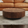 Compact Mid-Century Modern Round Walnut Coffee Table for Small Spaces and Apartments