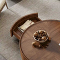 Compact Mid-Century Modern Round Walnut Coffee Table for Small Spaces and Apartments
