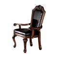 Set of 2 Chateau De Ville Black PU Armchairs with Cherry Accents