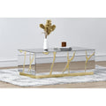 Rectangular Mirrored Coffee Table with Golden Crackle Finish