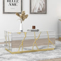 Rectangular Mirrored Coffee Table with Golden Crackle Finish