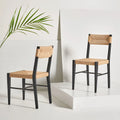 SAFAVIEH Couture Shazia Rattan Dining Chair Set (2 Pieces) - Dimensions: 16.3" W x 21.3" L x 34" H