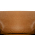Luxurious Genuine Leather Accent Chair with Goose Feather Cushion, Square Arm Design, and Sturdy Block Legs