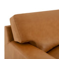 Luxurious Genuine Leather Accent Chair with Goose Feather Cushion, Square Arm Design, and Sturdy Block Legs