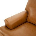 Luxurious Genuine Leather Accent Chair with Goose Feather Cushion, Square Arm Design, and Sturdy Block Legs