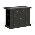 Nantucket Black Wood Kitchen Island with Granite Inlay