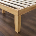 Natural Finish Solid Wood Full-Size Platform Bed Frame