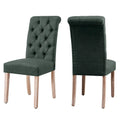 CHUN YI Modern Linen Parsons Dining Chairs - Set of 2 with Button Detail