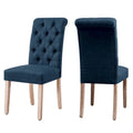 CHUN YI Modern Linen Parsons Dining Chairs - Set of 2 with Button Detail