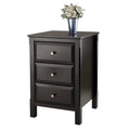 Elegant Black Wooden Nightstand with 3 Generous Storage Drawers - Dimensions: 15.75L x 15.75W x 23.63H
