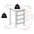 Elegant Black Wooden Nightstand with 3 Generous Storage Drawers - Dimensions: 15.75L x 15.75W x 23.63H