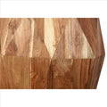 Handcrafted 21.5-Inch Octagonal Mango Wood Side Table with Faceted Design - Natural Brown Finish (16L x 16W x 21.5H)