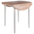 30-Inch Beige and White Round Drop Leaf Table