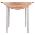 30-Inch Beige and White Round Drop Leaf Table