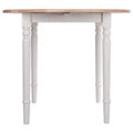 30-Inch Beige and White Round Drop Leaf Table