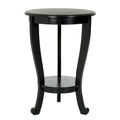 Round Pedestal Side Table with Curved Legs and Lower Shelf