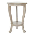 Round Pedestal Side Table with Curved Legs and Lower Shelf